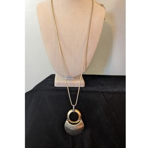 Satin Finish Gold Tone Geometric Pendant Adjustable Snake Chain Necklace
